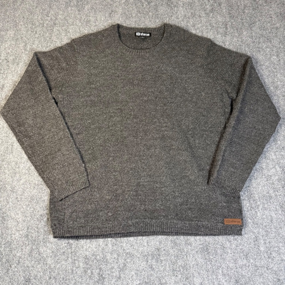 Sherpa Adventure Gear Sweater Men's Large Gray Pullover Shaggy Wool Blend